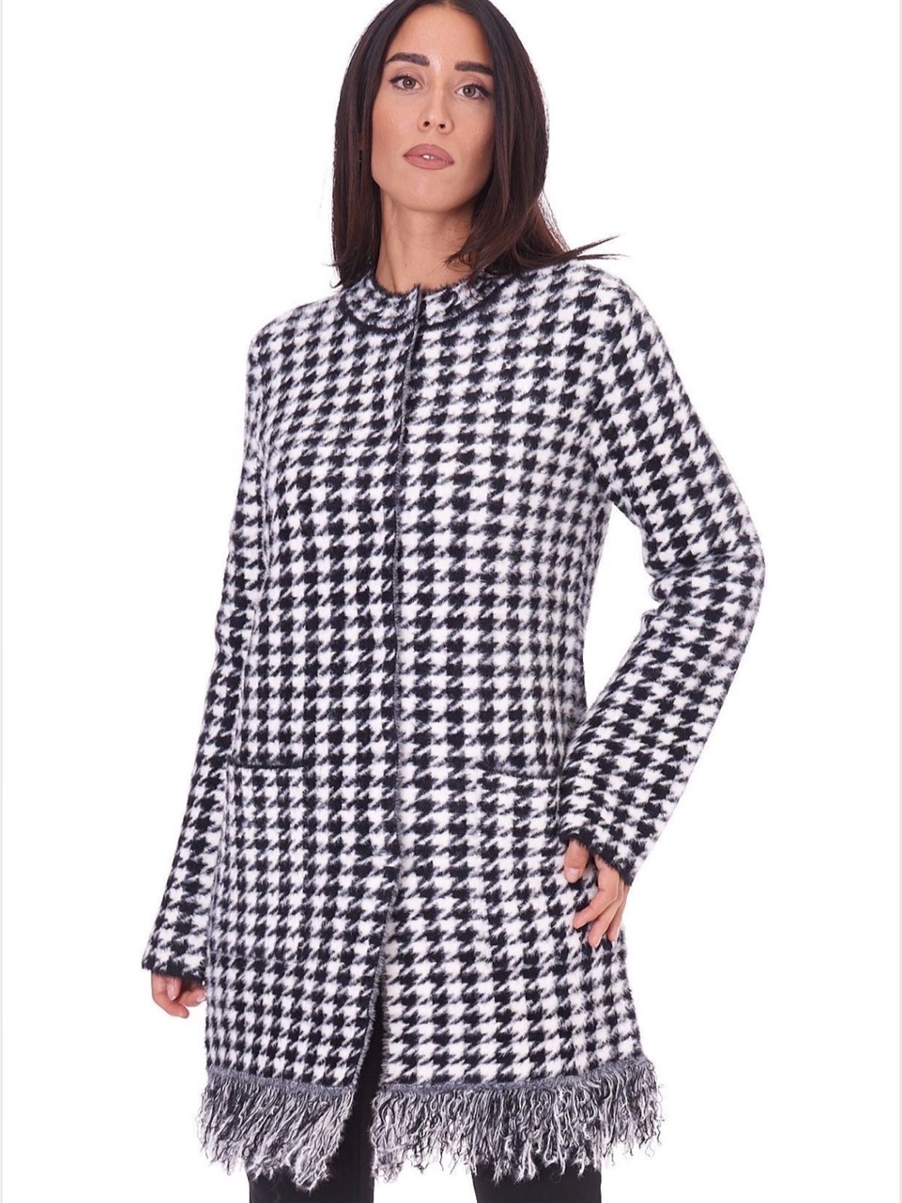 Twinset NWOT Jacquard Knit Coat with Houndstooth Pattern size XS